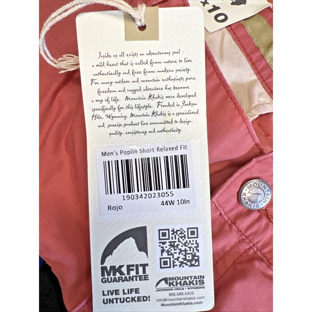 Mountain Khakis Mens Poplin Shorts Rose 44x10 Relaxed Fit NWT Cotton Poly Golf - Picture 6 of 11